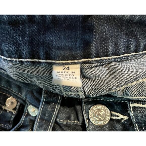 True Religion Women's Boot Cut Jeans 2 Short W24 L25 Body Rinse Blue Low Rise - Picture 4 of 4